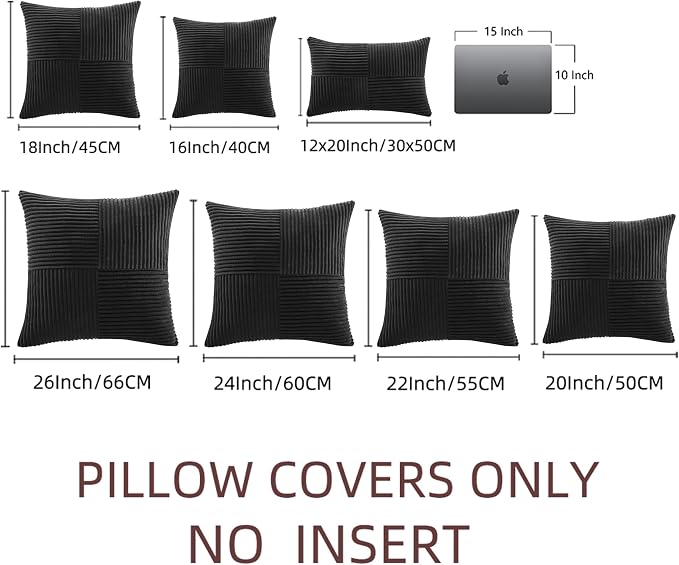 Fancy Homi 2 Packs Black Euro Decorative Throw Pillow Covers 26x26 Inch - Image 6