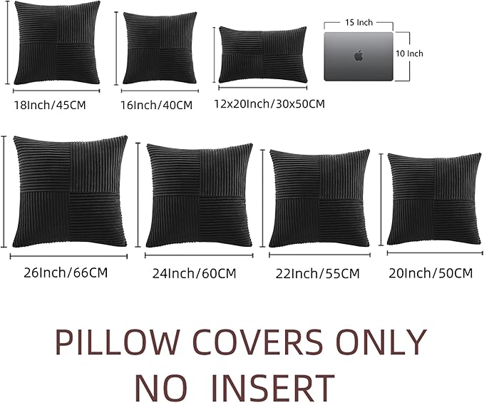 Fancy Homi 2 Packs Black Decorative Throw Pillow Covers 20x20 Inch - Image 7
