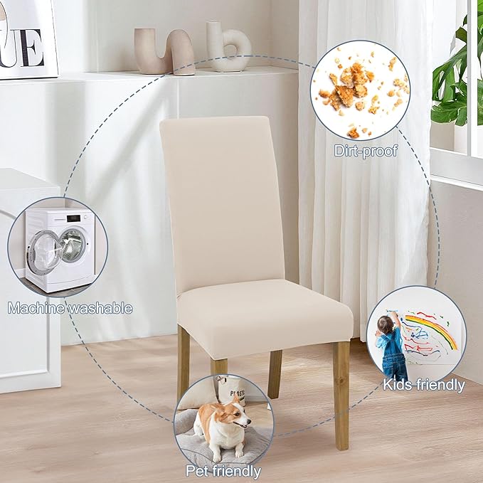 BIETYONE Stretch Dining Chair Covers Set of 8, Soft Removable Washable Kitchen - Image 6