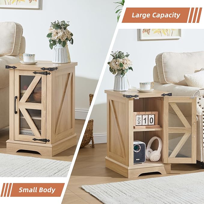 Joaxswe Narrow Night Stand Set 2, Farmhouse Side End Table - Image 5