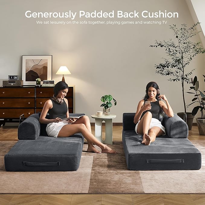 79" Convertible Sofa Bed with Fixed-Shape Frame & Removable Armrests, Modular - Image 4