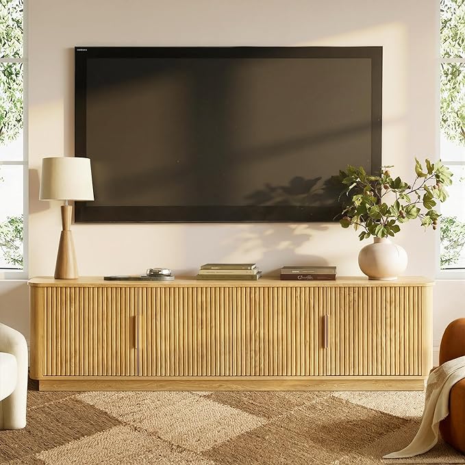 win2win 67" TV Stand for 80 Inch TV, Modern Fluted Entertainment Center by WIN2WIN