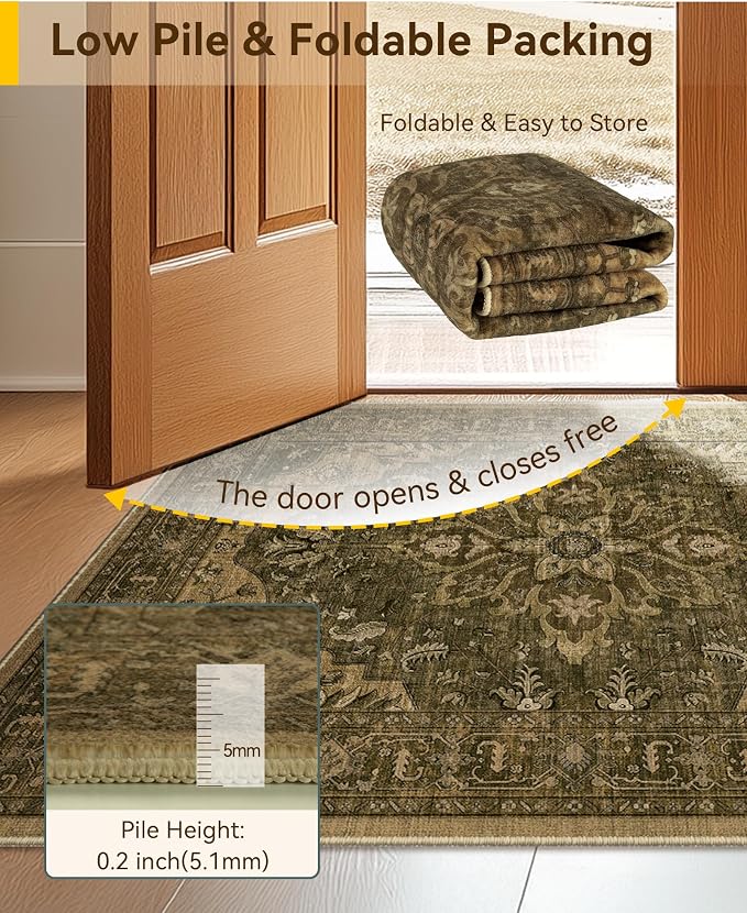 RELEANY Area Rugs 2'x8' Runner Rug Non Slip Washable - Image 3