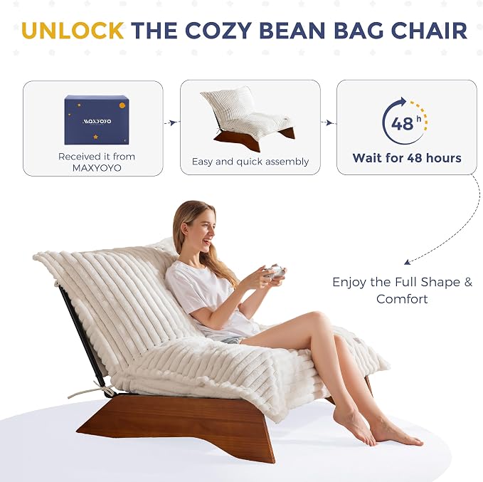 MAXYOYO Adjustable Living Room Chair, 3-Position Bean Bag Chair - Image 8