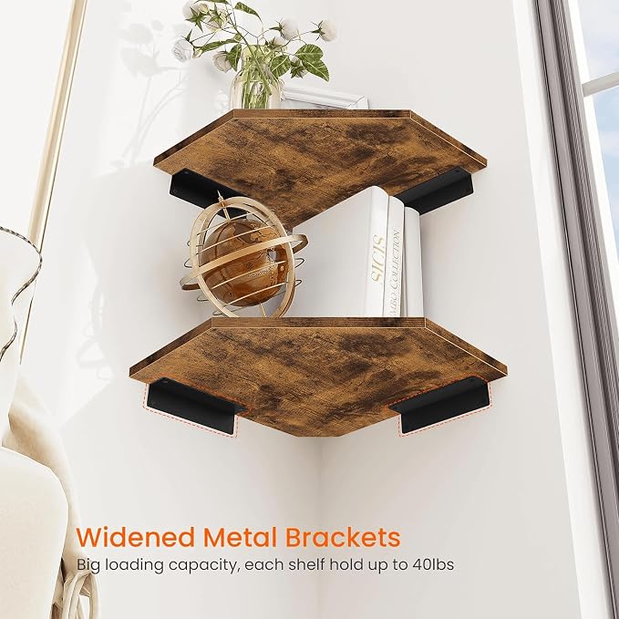Homode Corner Shelf Wall Mount, Wood Corner Hanging Shelves - Image 6