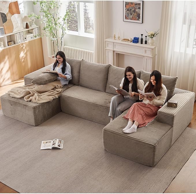 Sectional Cloud Couch for Living Room, Modular Floor Deep-Seat Sofa, Big Comfy by Lakifun