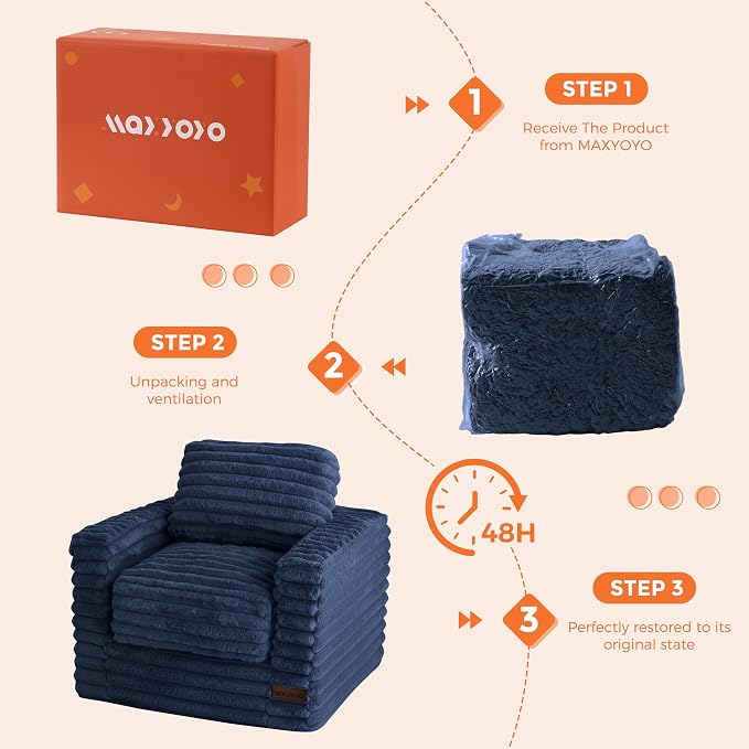MAXYOYO Kids Bean Bag Chair, Comfy Faux Fur Bean Bag Sofa - Image 8