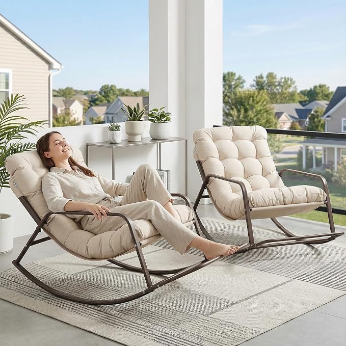 RADIATA 2pcs Rocking Lounge Chair, Indoor Outdoor Reclining Lounger by RADIATAPatioGardenFurniture