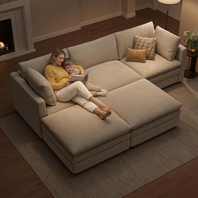 97" Cloud Couches for Living Room, 29.1" Deep Seat Modular Sectional Sofa - Image 5