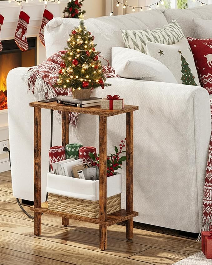 TUTOTAK Small End Table with Charging Station, Narrow Side Table with USB Ports - Image 8