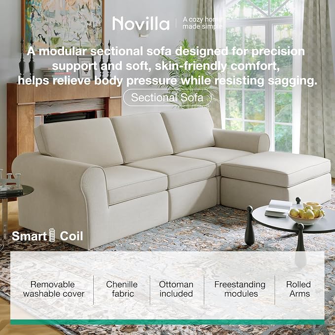 Novilla 138" Modular Sectional Sofa, Modular Sectional Couches - Image 3