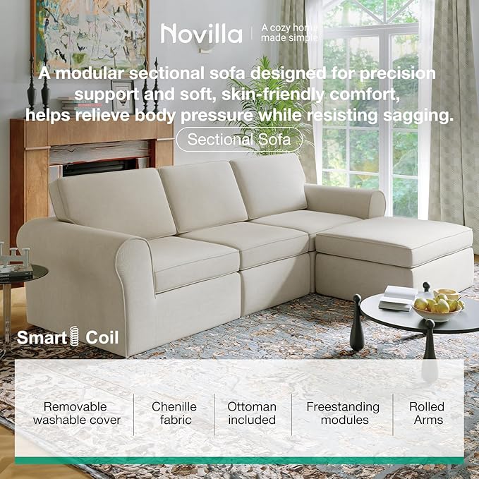 Novilla 108" Modular Sectional Sofa, Modular Sectional Couches - Image 3