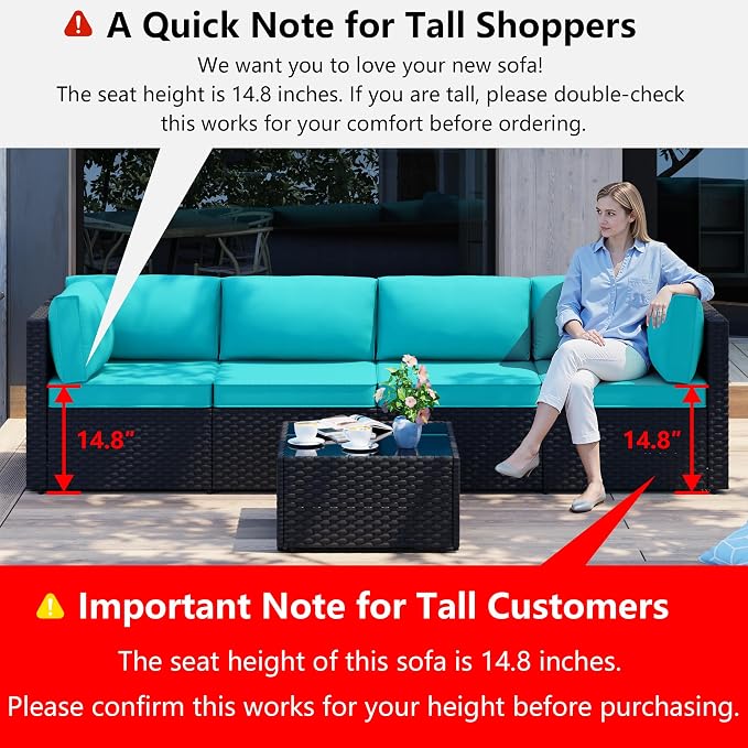 5 Piece Outdoor Patio Furniture Set, All Weather Conversation Set - Image 2