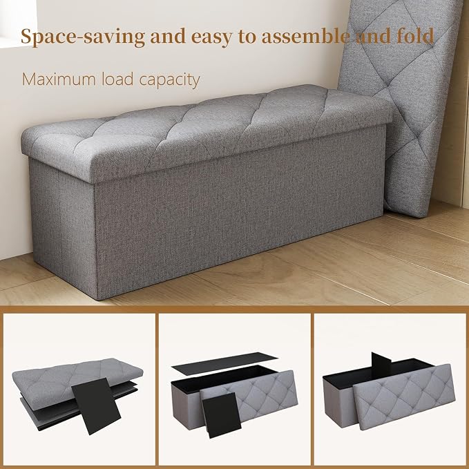 43W Folding Ottoman with Storage Bench, 30W Storage Ottoman Bench, 15W Inches - Image 8