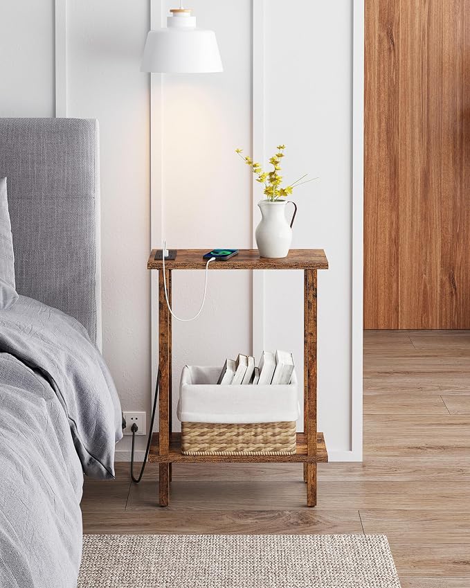 TUTOTAK Small End Table with Charging Station, Narrow Side Table with USB Ports - Image 5