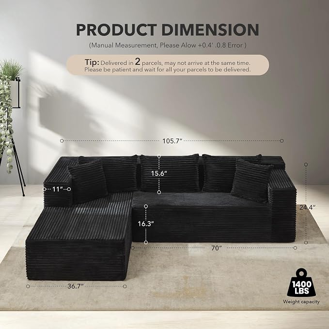 Modular Sectional Sofa Cloud Sectional Couch, Oversized Sofa Sleeper - Image 2
