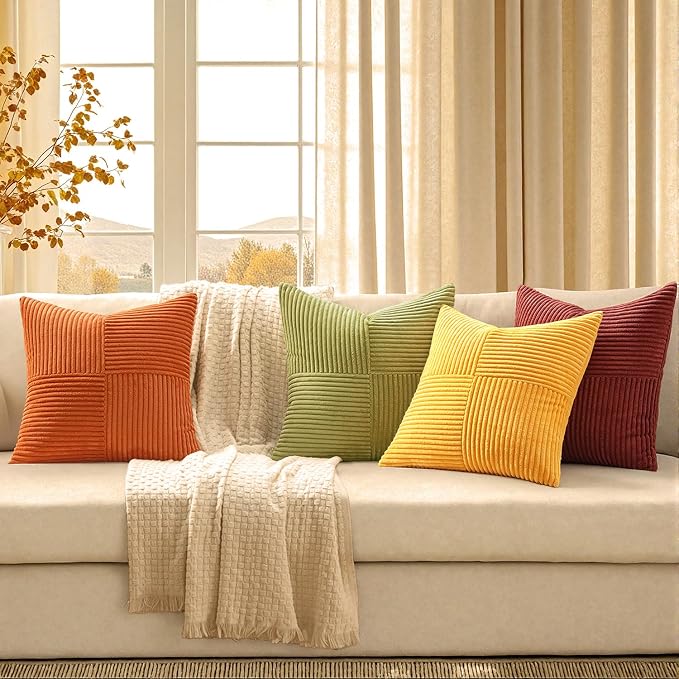 MIULEE Yellow Orange Rust Throw Pillow Covers 20x20 Inch 4 Packs Boho Farmhouse - Image 2
