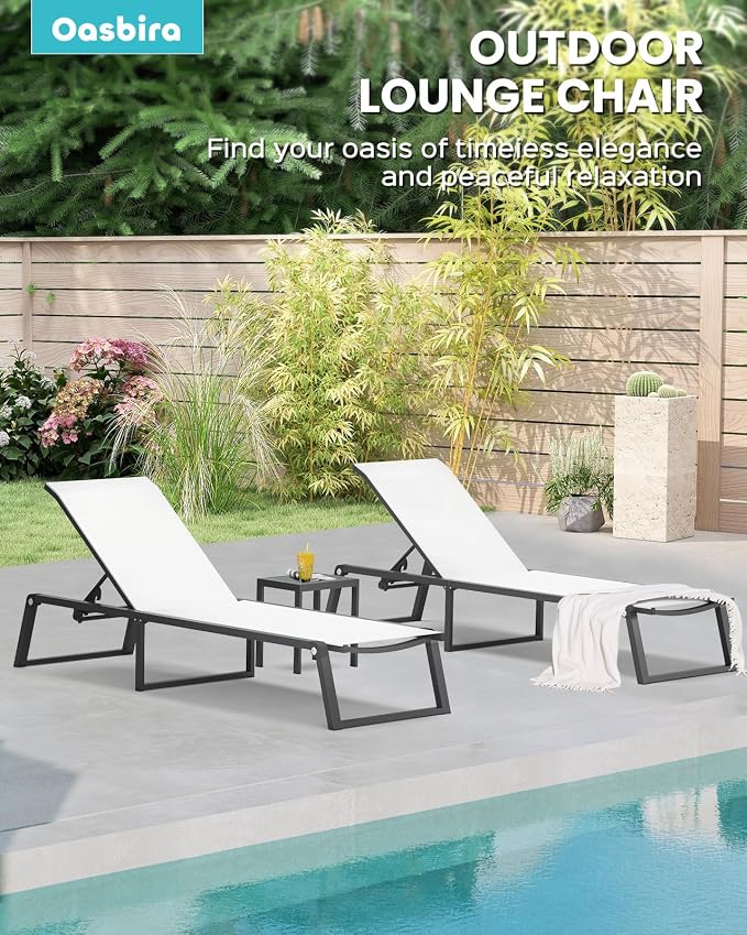 Aluminum Chaise Lounge Chair Outdoor, Foldable& No Assembly Patio Pool Lounge - Image 6