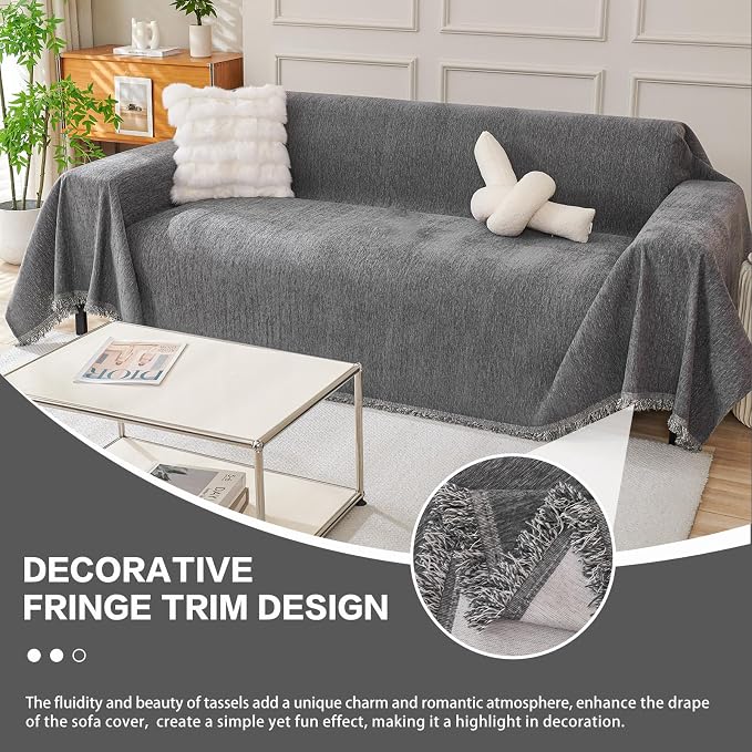 DREAMINGO Sofa Covers Washable Thick Chenille Couch Cover - Image 5