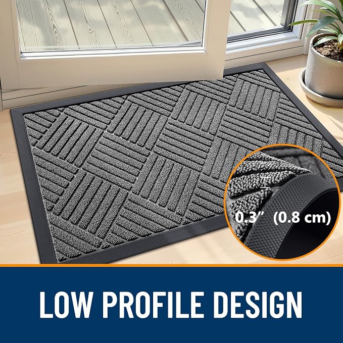 OLANLY Front Door Mat Outside Entrance 47x23, Heavy Duty Sturdy Natural Rubber - Image 4