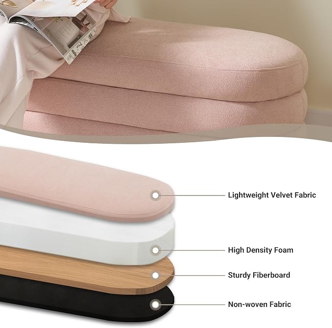 Busaurus Storage Ottoman Bench 49.2 Inch Upholstered Fabric Storage Bench - Image 4