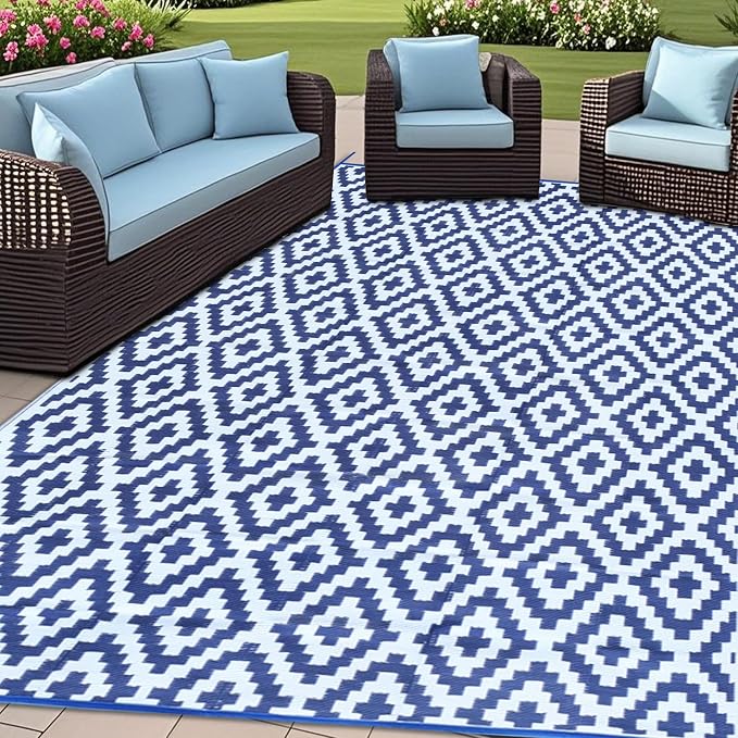 SAND MINE Reversible Mats, Plastic Straw Rug, Modern Area Rug, Large Floor Mat by SANDMIND