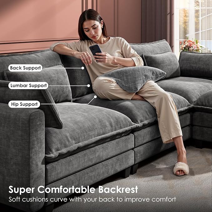 Marsail Modular Sectional Sofa 110.6" U-Shaped Modern Comfy Cloud Couch - Image 4