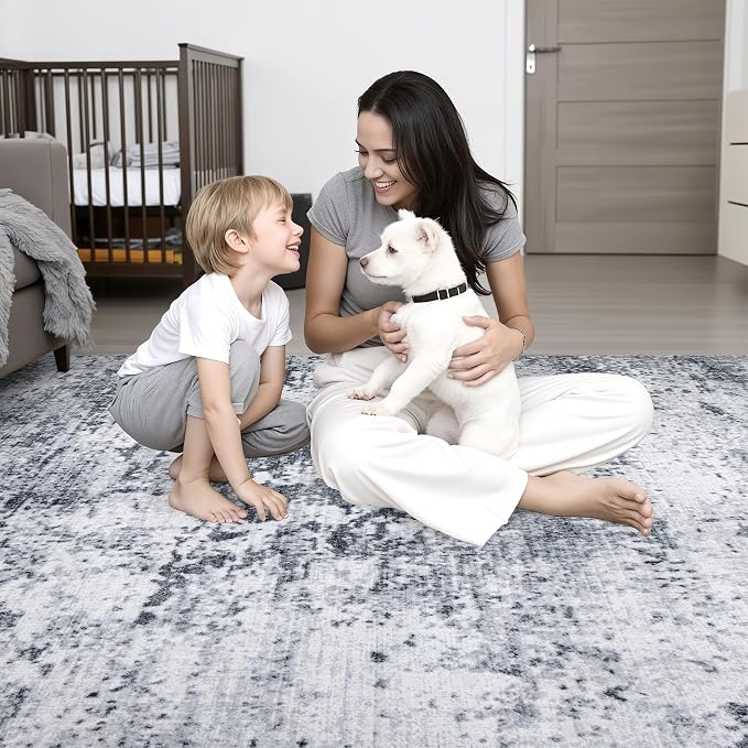 Washable Area Rug 3x10 Entryway Rug: Washable Modern Abstract Soft Thin Rug - Image 8