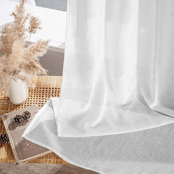 MIULEE White Linen Curtains 92 Inch Long 2 Panels - Image 7