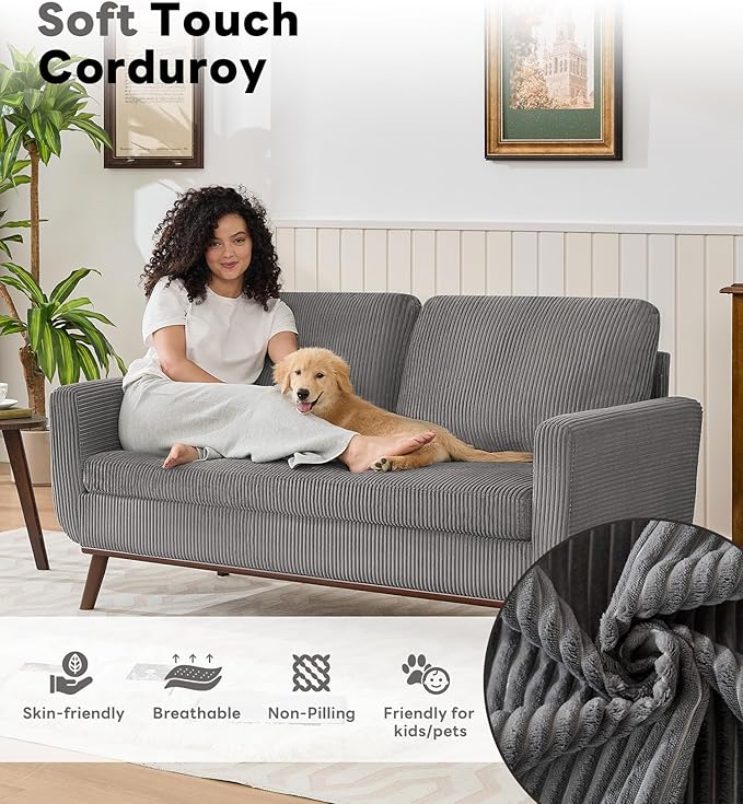 Kingfun 65" Corduroy Love Seat - Image 4