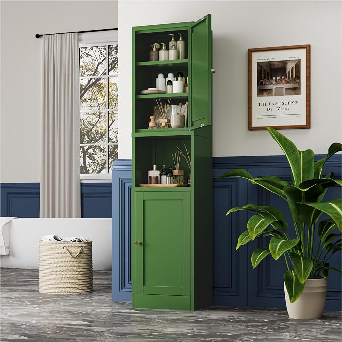 YAUWOH 2-Door Metal Storage Cabinet, Tall Slim Pantry Organizer - Image 8