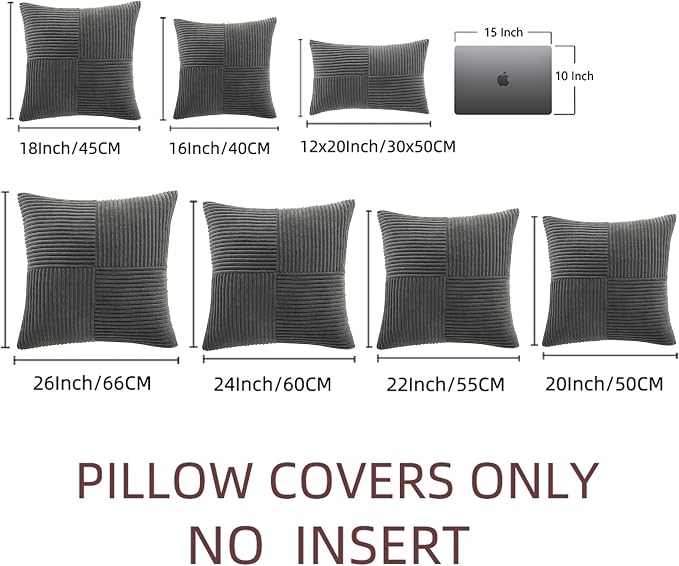 Fancy Homi 2 Packs Dark Gray Decorative Throw Pillow Covers 16x16 Inch - Image 7