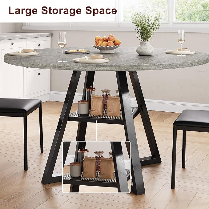 Jocoevol Round Dining Table for 4, Kitchen Dining Room Circle Dinner Pedestal - Image 6