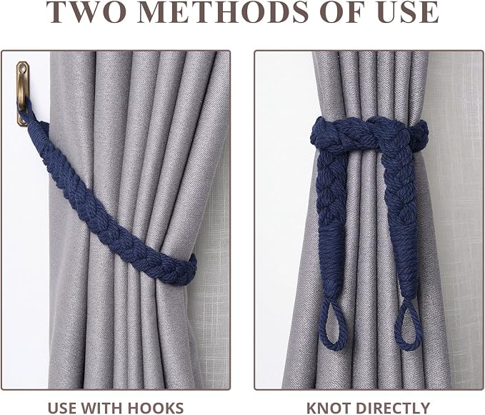 NICEEC 4 Pack Natural Cotton Rope Curtain Tiebacks Elegant Boho Style - Image 5