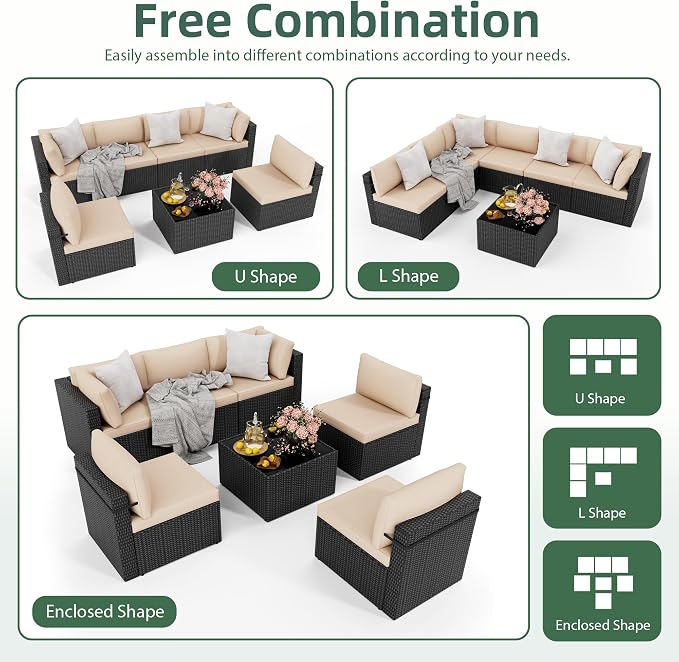 7-Piece Outdoor Sectional Sofa Set, Weather-Resistant Patio Furniture Set - Image 4