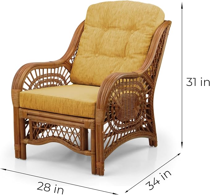 Malibu Lounge Living Accent Armchair Natural Rattan Wicker Handmade Design - Image 2