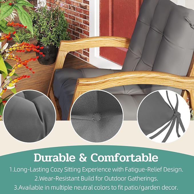 Outdoor Chair Cushion, High Back Soft Seat Pad - Image 6