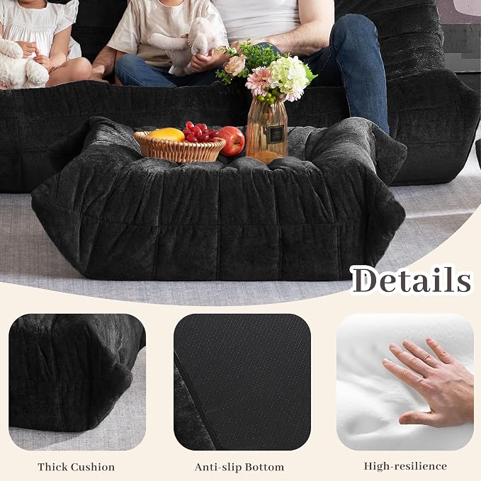 Bean Bag Ottoman, Memory Foam Lazy Bean Bag Sofa, Fireside Chair Foot Rest - Image 5