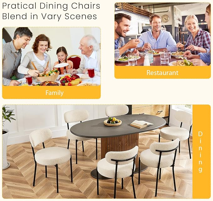 DUMOS Dining Chairs Set of 4, Mid Century Modern Chair Round Upholstered Curved - Image 5