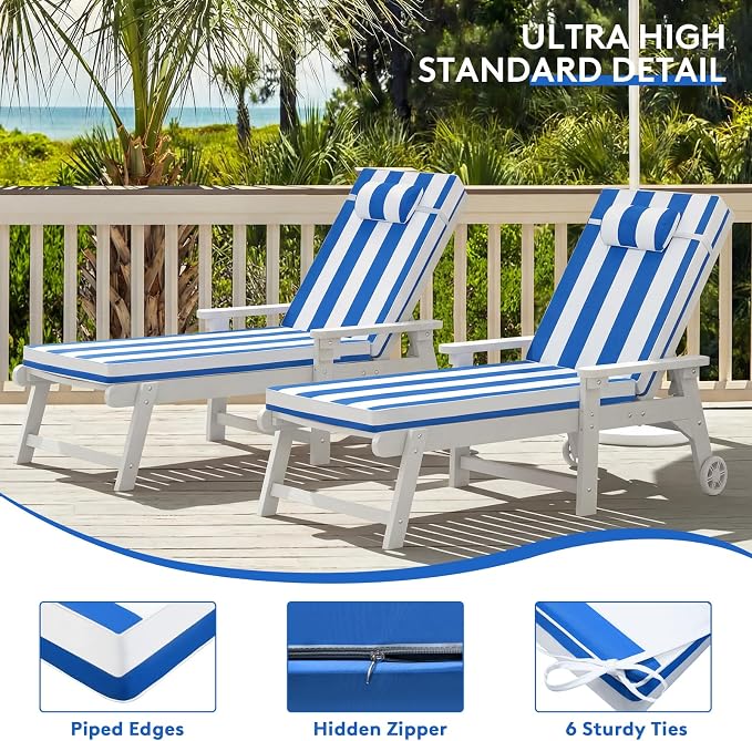 Chaise Lounge Cushion for Outdoor Furniture, Waterproof, Fade-Resistant and - Image 7