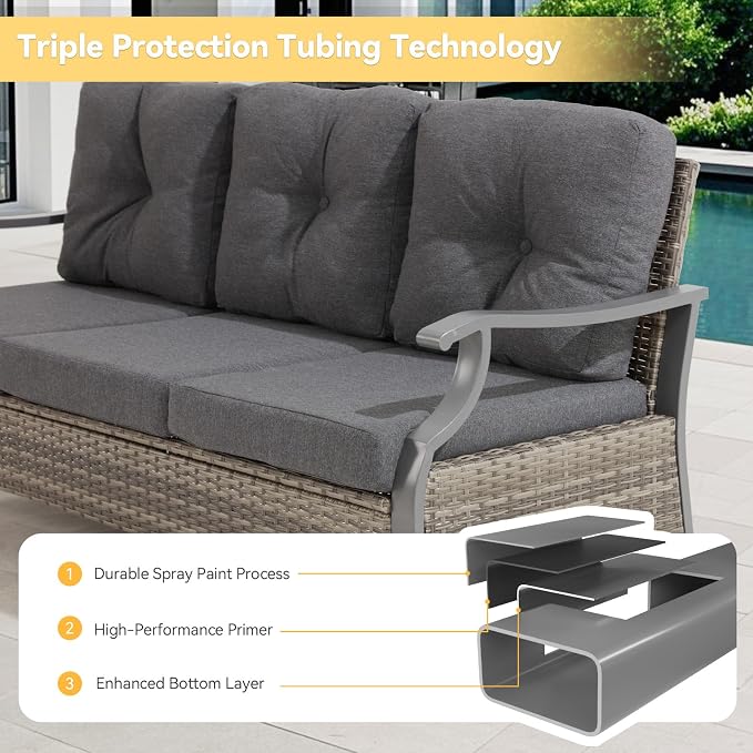 Outdoor Patio Furniture Set, 6 Pieces Outdoor Conversation Sets - Image 4