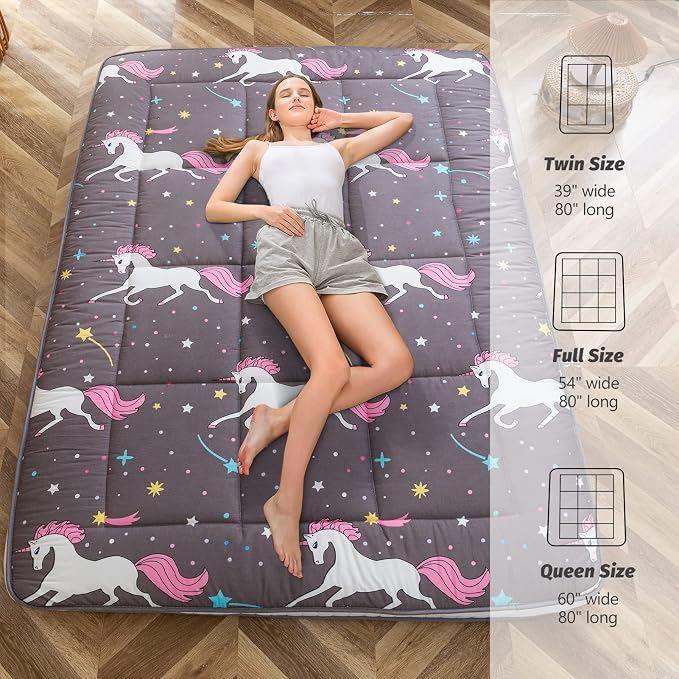 MAXYOYO Unicorn Pattern Futon Mattress, Padded Japanese Floor Mattress Quilted - Image 5
