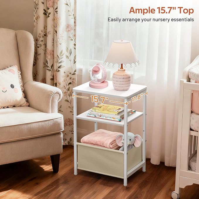 MISSLO Toddler Nightstand with Storage Basket Kids Night Stand with Large - Image 4