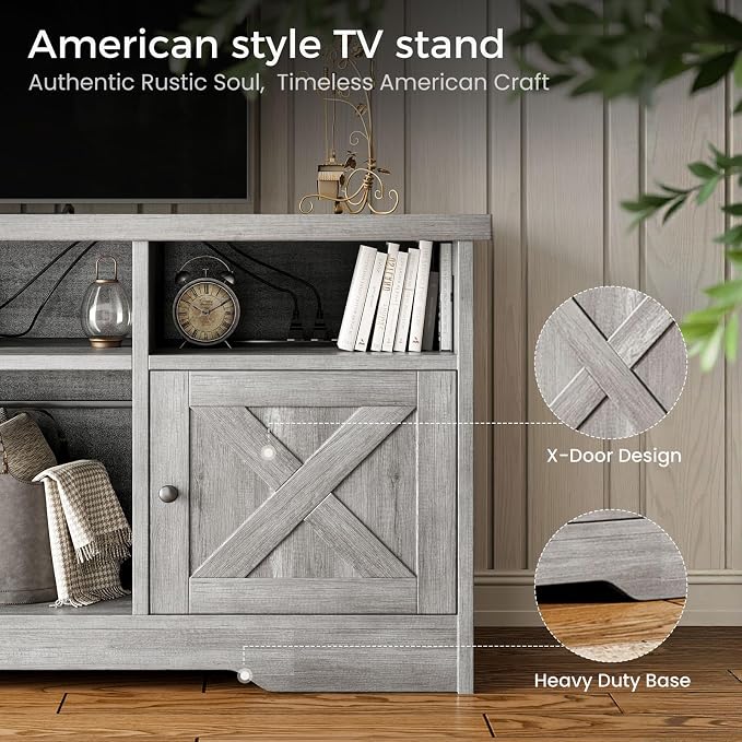 Casaottima TV Stand for 65 Inch TV, Farmhouse Entertainment Center - Image 6