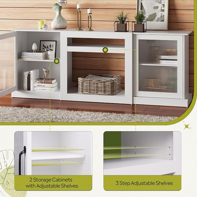 WLIVE Farmhouse TV Stand for 75 inch TV, Entertainment Center - Image 6