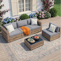 JAMFLY 5-Piece Patio Furniture Set, All-Weather Wicker Outdoor Sectional Sofa by JAMFLY