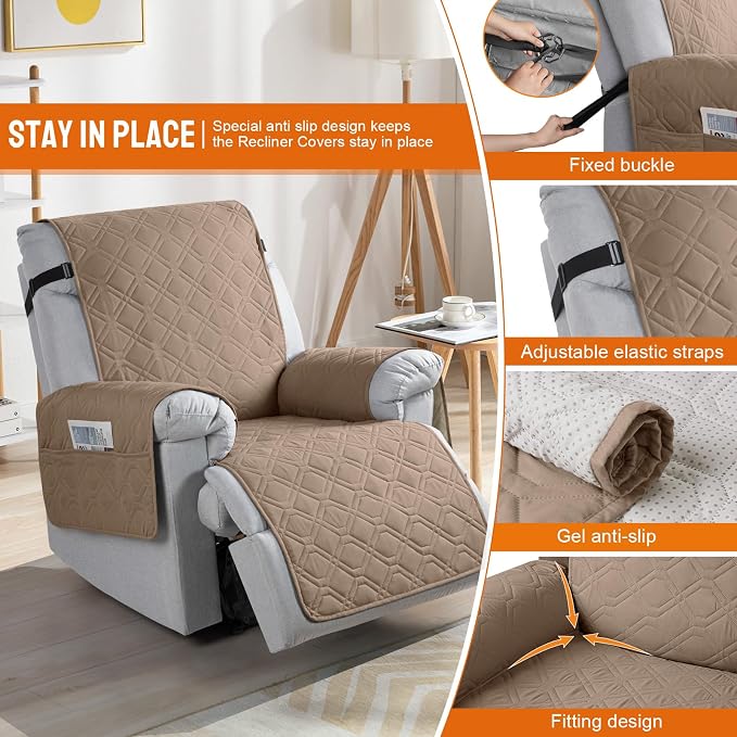 VANSOFY 100% Waterproof Recliner Chair Covers, Recliner Cover Non-Slip Dog - Image 3