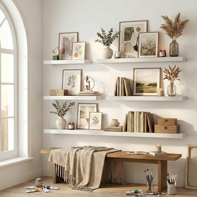 12 inch Deep Floating Shelves for Wall, 24 inch Wide Engineered Wood Wall - Image 7