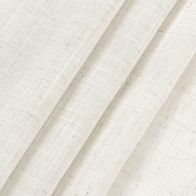 Nanspring Cream Linen Back Tab Rod Pocket Curtains 50 Inch Length - Image 7