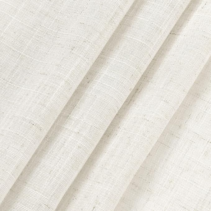 Nanspring Cream Kitchen Curtains 36 Inch Length 2 Panels Set Linen Blend Back - Image 7